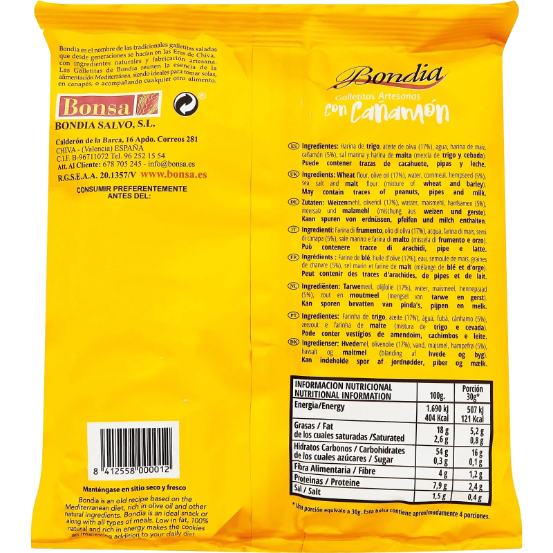 Bondia - Galletas Artesanas con Cañamon - Family Tree CBD
