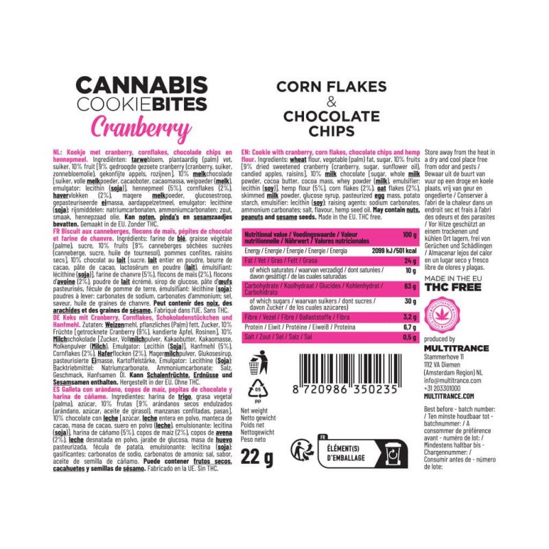 Multitrance Cannabis Cookiebites – Cranberry - Family Tree CBD